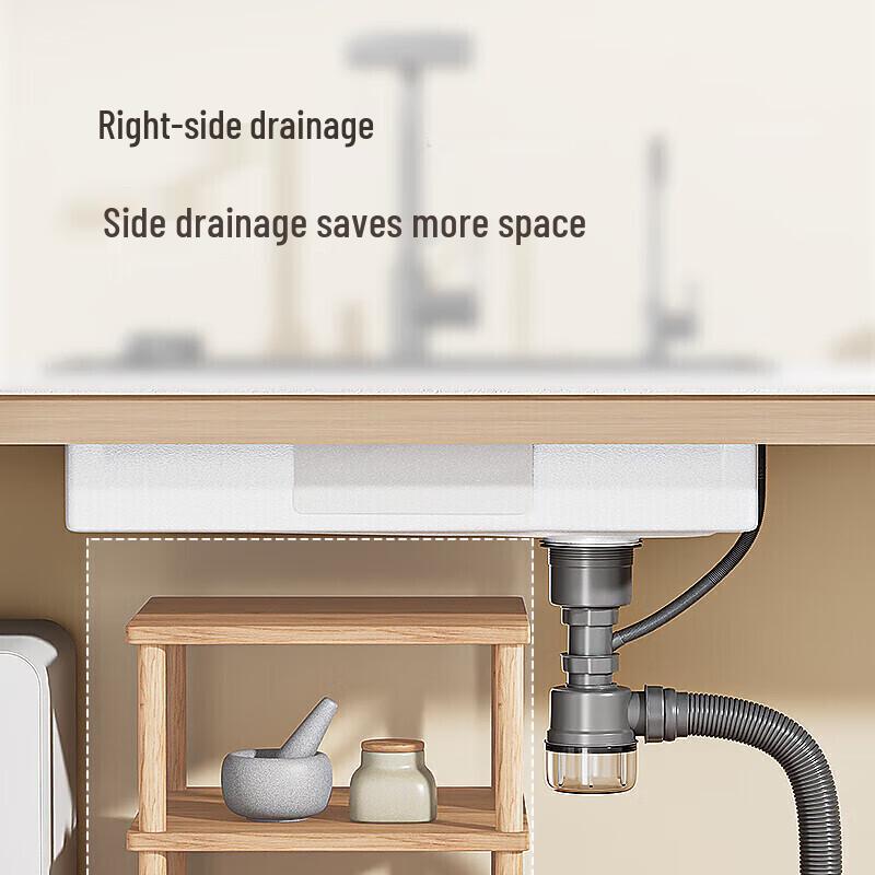 Grey Nizi 68x45cm Single Bowl Kitchen Sink with Pull-out Faucet