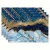 Set di Lussuosi Sottopiatti in Marmo, Stampa Astratta con Vena Blu e Oro, Sottopiatti Antiscivolo Resistenti al Calore per Decorazione da Pranzo 4/6/8 Pezzi