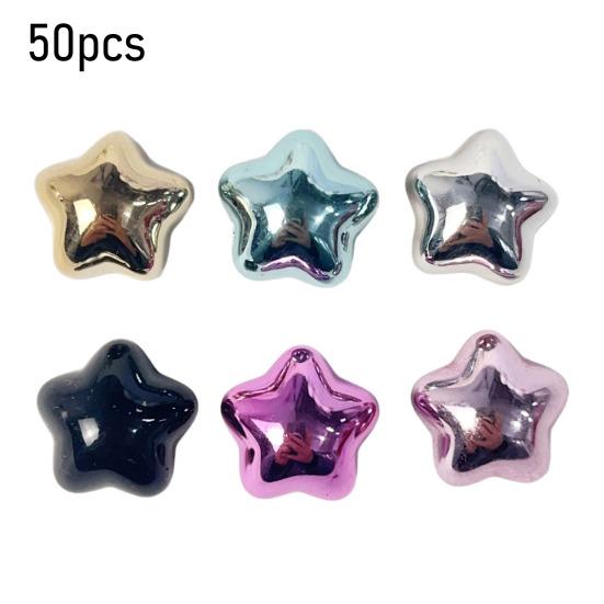 Metallic Star Charms 16mm Electroplated Flatback Stars Five-Pointed Star Charms for DIY Mobile Phone Cases Jewelry Making Hairpins Craft Supplies
