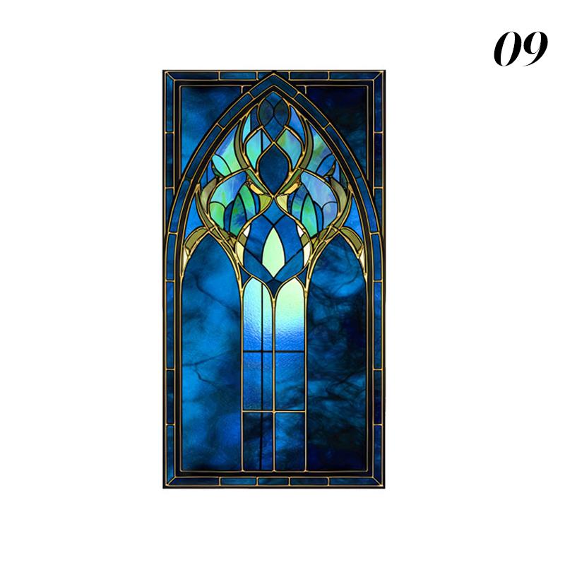 Retro Art Skleněná Fólie Evropský Styl Vitrážové Kostelní Umění Soukromí Okenní Samolepky Neprůhledné Hotelový Klub Veranda Okenní Dekorace Fólie