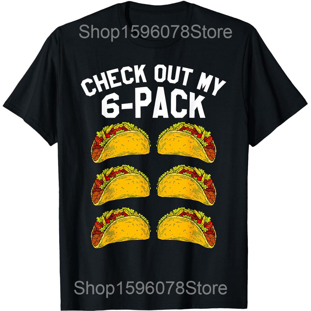 Tacos Christmas Tree Funny Xmas Foodie Mexican T Shirts Unisex Cotton Humor Streetwear Tee Shirt Short Sleeve Unisex Loose Clothing