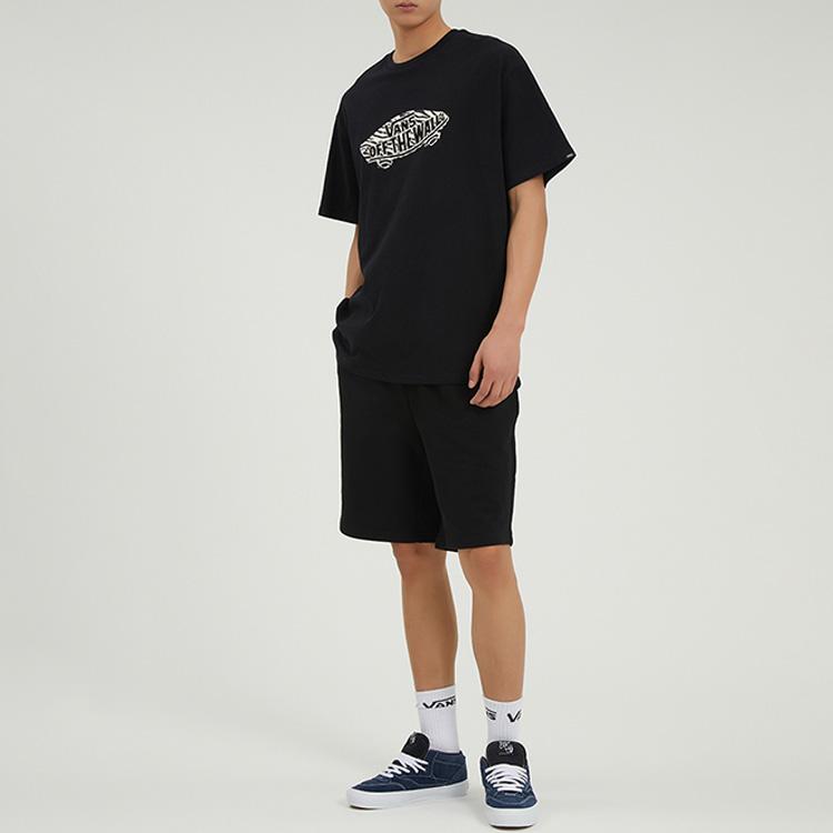 Vans Skateboard Letter Print American Vintage Pullover Crew Neck Short Sleeve T-Shirt Men Tops Black VN0A7TOOBLK