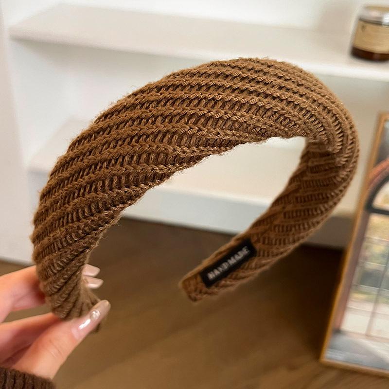 Maillard Retro Plaid Wide-Brim Headband for Women, High Top College Style - 2025 Trend Hair Accessory