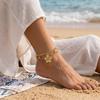 Layered Boho Tropical Flower Tassel Anklet for Women Draping Bead Charm Foot Jewelry Summer Beach Vacation Resort
