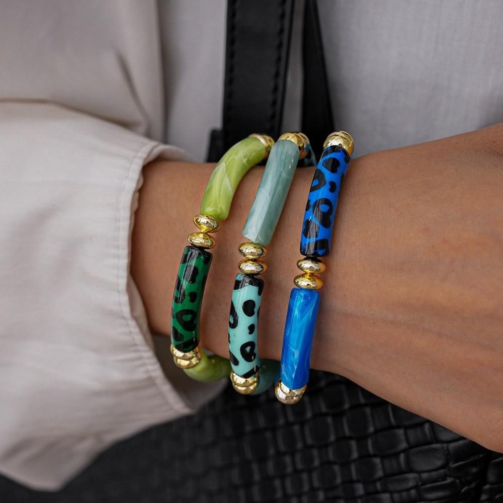 Leopard Print Leopard Acrylic Bracelets Acrylic Curved Tube Bangle Boho Acrylic Bracelets  Girls