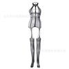 New sex underwear sexy temptation lace trimmed suspenders front hollow jacquard one-piece mesh socks
