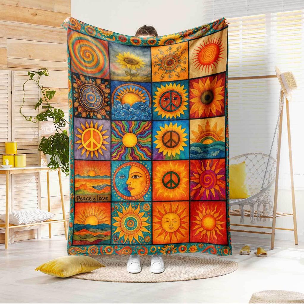 Bohemian Series Printed Blanket for Sofa Bed Travel Camping Living Room Office Conditioning Blanket for All Seasons Gifts