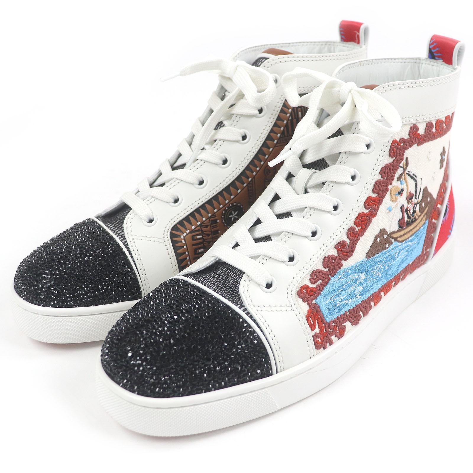 

Чудові кросівки Christian Louboutin LOUIS FLAT Lewis flat Вишиті високі білі Вживані