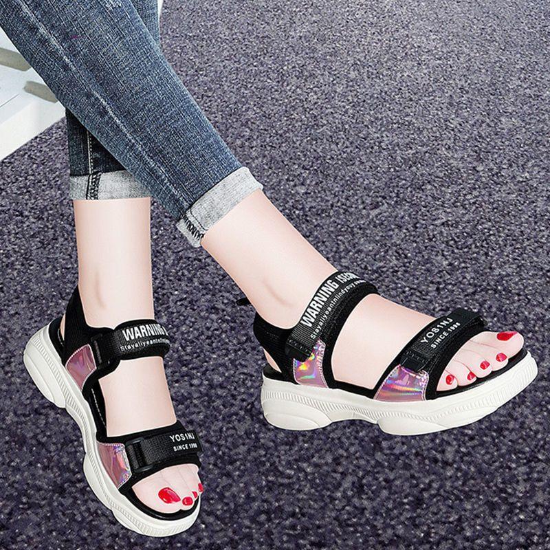 

Женские спортивные сандалии на платформе, летние пляжные туфли на танкетке, студенческая корейская версия, сказочный стиль, сетчатая обувь знаменитостей 35 розовый