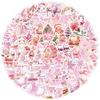 10/30/50/100pcs Kawaii Pink Christmas Santa Claus Stickers Aesthetic Decals DIY Skateboard Guitar Cute Cartoon Sticker for Gift