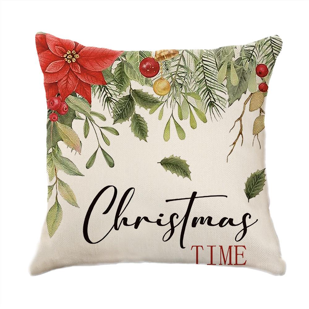 Christmas Theme Printed Sofa Pillow Case Christmas Atmosphere Decoration Bay Window Cushion