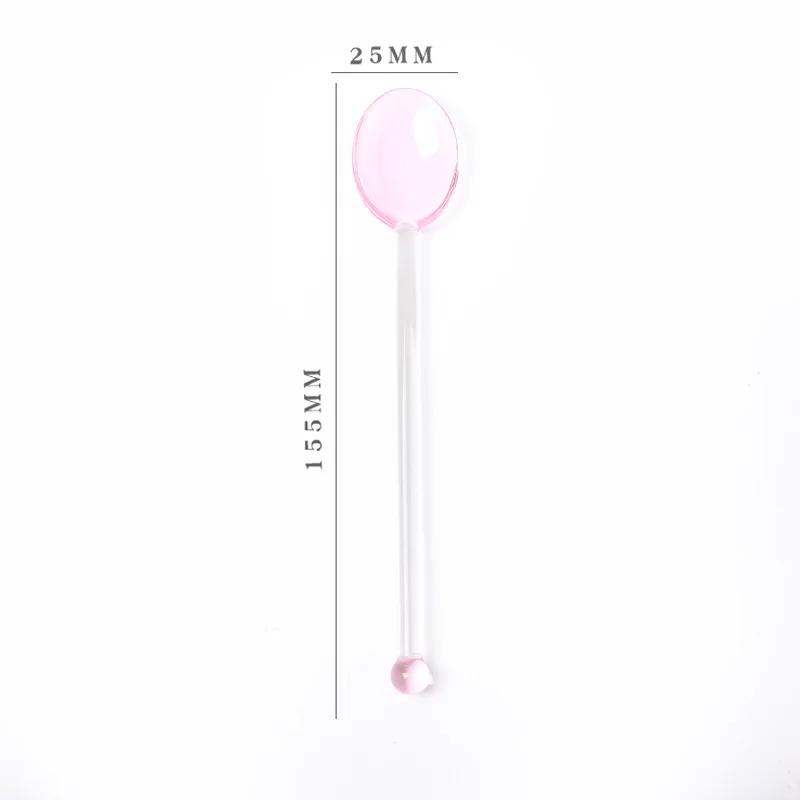 1pc Glass Dinnerware Spoon Tea Dessert Coffee Ice Cream Accessories Bar Tools New Long Handle Kitchen Accessories