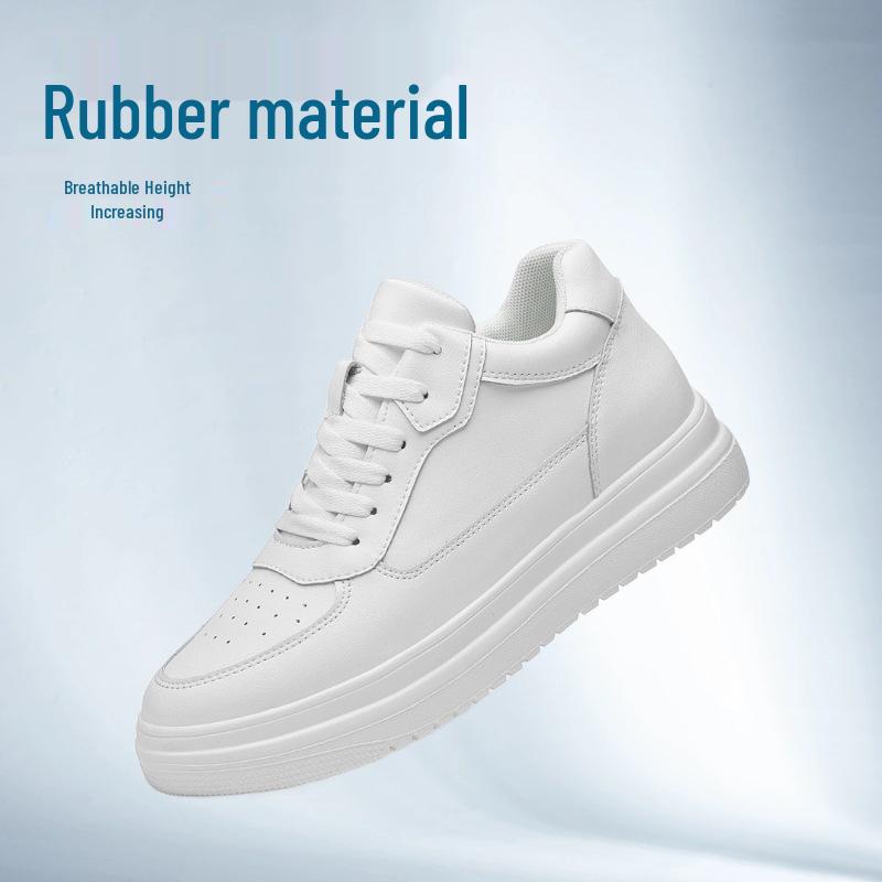 Spring Men's 10cm Height-Boosting Casual White Board Shoes: Comfortable & Versatile