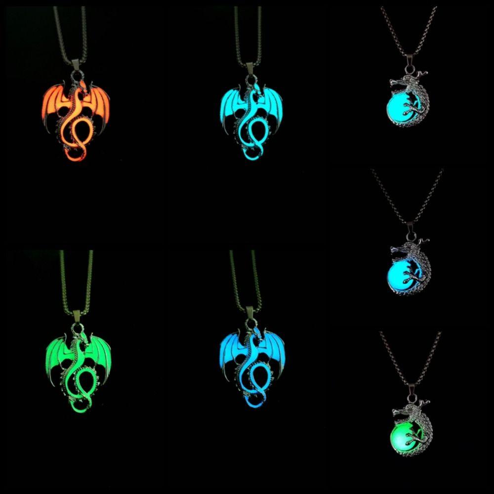 Punk Style Halloween Necklaces Dragon Hip Hop Neck Chains Cool Luminous Pendant Necklace  Women Men