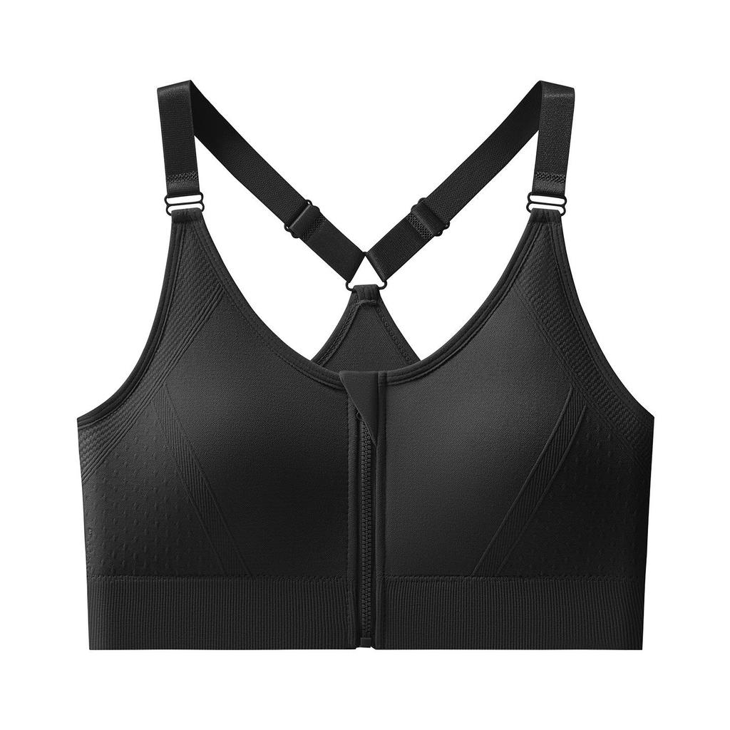 Women's Front Zip Sports Bra - Running, Yoga, Fitness Beautiful Back Design