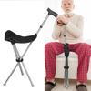 Foldable Walking Cane with Seat Anti-Slip Crutches Stool Mobility Aid Elderly Men Women Travel Hiking Outdoor Fishing