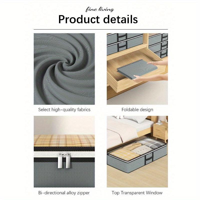 1PC Under-Bed Storage Bag, Flat Storage Bag, Drawer Storage Box, Wardrobe Finishing Bag, Moving Bag, Top Transparent Clothing Quilt Storage Bag