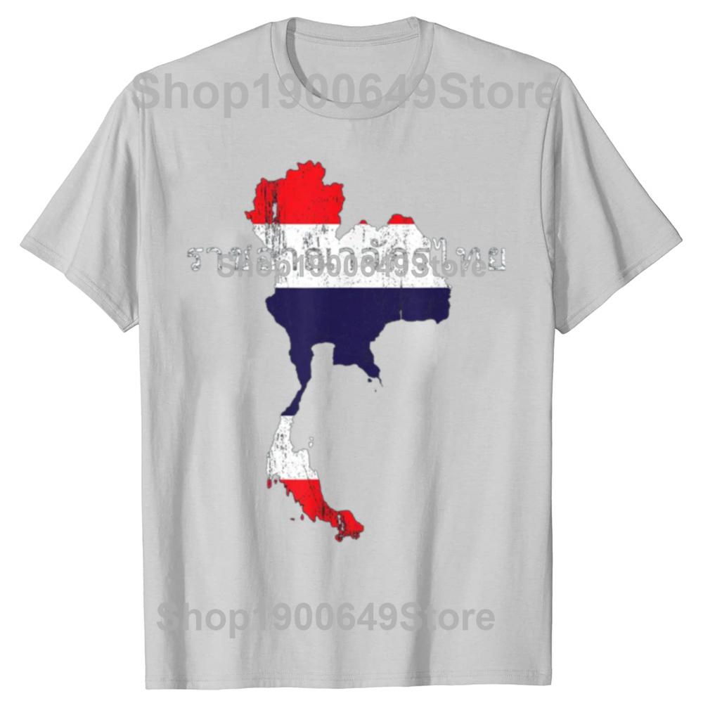 100% Baumwolle Vintage Thai Karte und Flagge Souvenir Used-Look Thailand Sommer T-Shirt MÄNNER FRAUEN Mode Druck T-Shirts Zum Verschenken