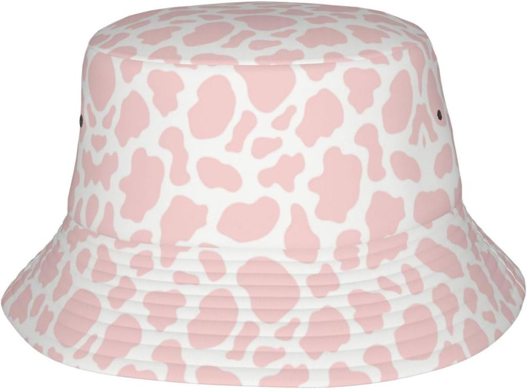 Chapeaux seau imprimé vache mignons pour femmes hommes été voyage chapeau de soleil pliable extérieur chapeau de pêcheur vache pour plage, golf 0008