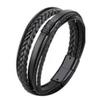 PU Leather Braided Bracelet Men Black Simple Fashionable Alloy Buckle Woven Bracelet Jewelry Accessory