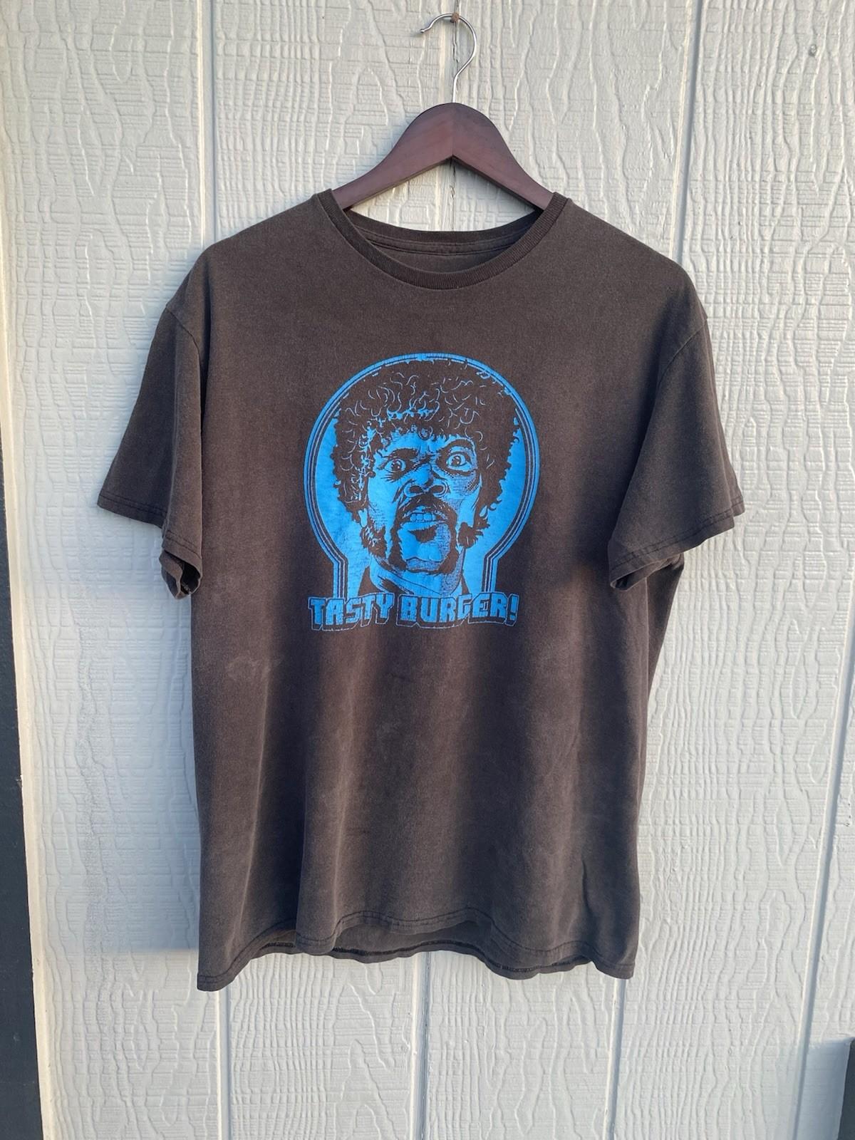 Y2K Pulp Fiction Tasty Burger! Movie Promo Black Large T Shirt Unisex T-Shirt S