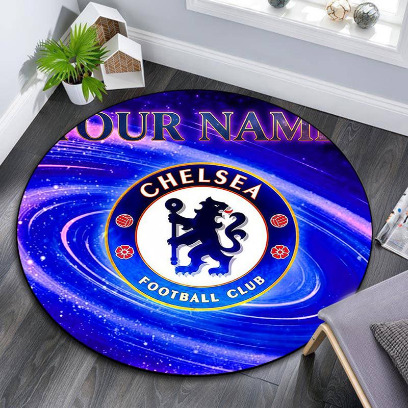 Custom Name Chelsea Football Club Round Area Rug,Carpet Rug for Living Room Bedroom Sofa Playroom Decor,Non-slip Floor Mat
