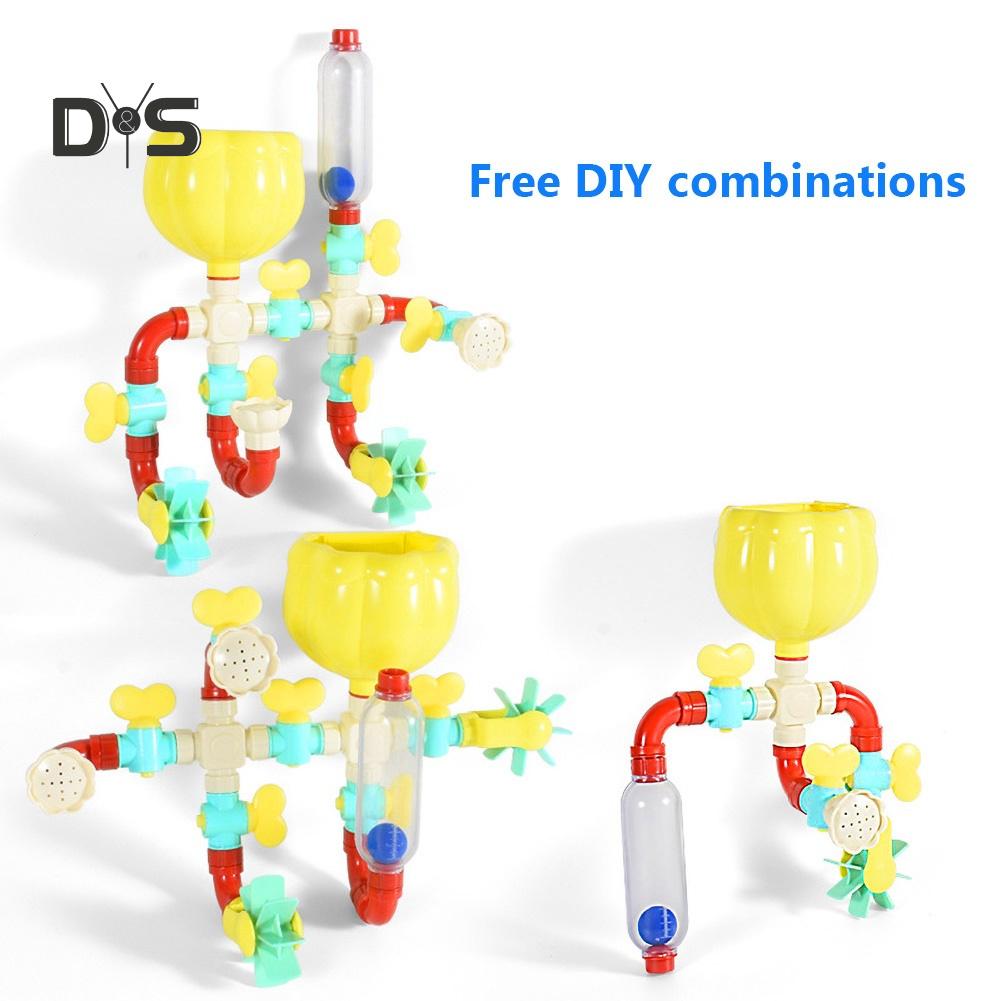 Play with You DIY Assembly Water Pipe Waterwheel Spraying Bath Play Shower Bathtub Toy