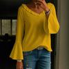 Women S Chiffon Blouse Casual V Neck Flare Sleeve Sun Protection Top