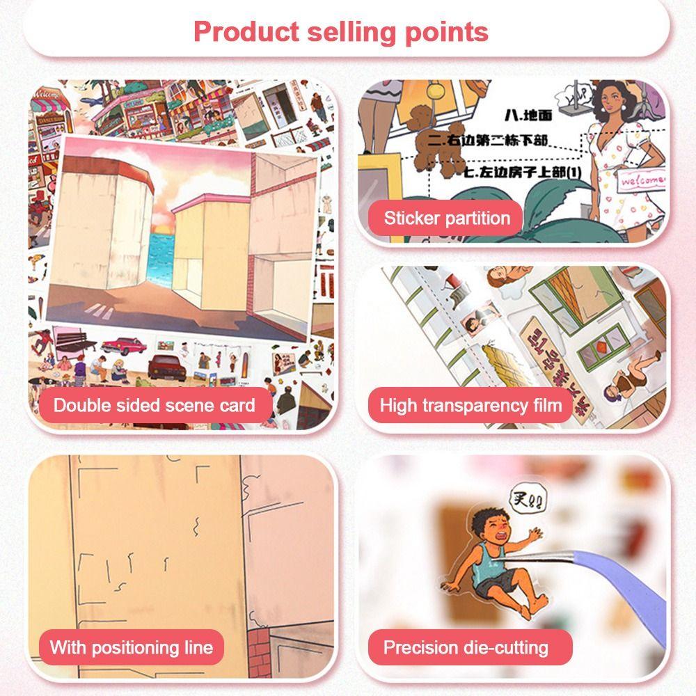 DIY Design Landscape Sticker Kawaii Design Street Scene Sticker Festival Decoration