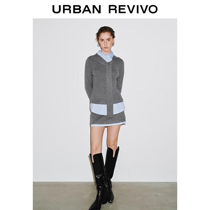 

UR Женский трикотажный топ-шаль в стиле колледжа, имитация двух предметов M