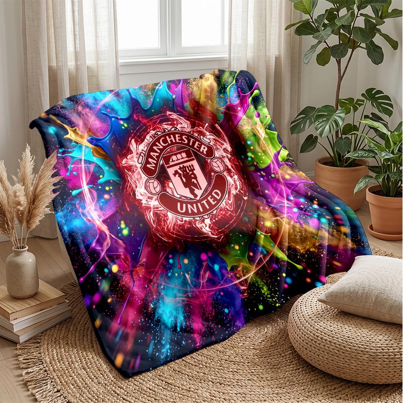 Manchester United Theme Blanket Soft Flannel Blanket Plush Throw Blanket Cozy Sofa Bed Blanket for Home Decor