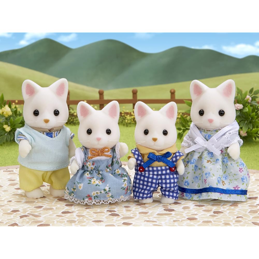 Sylvanian Families Silk Cat Family Doll Set FS-12 ST Mark Certified Toy for Ages 3 and Up