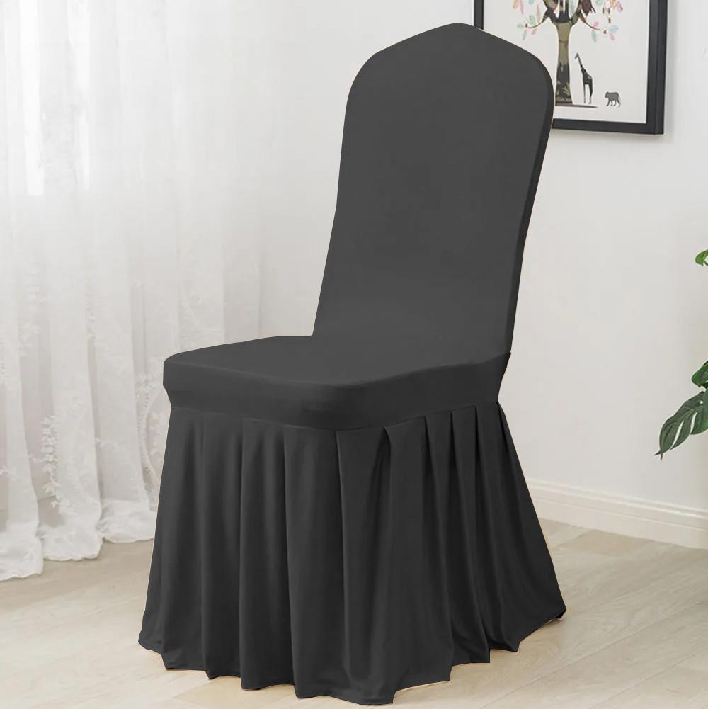 Premium Black Banquet Chair Cover With Ruffles