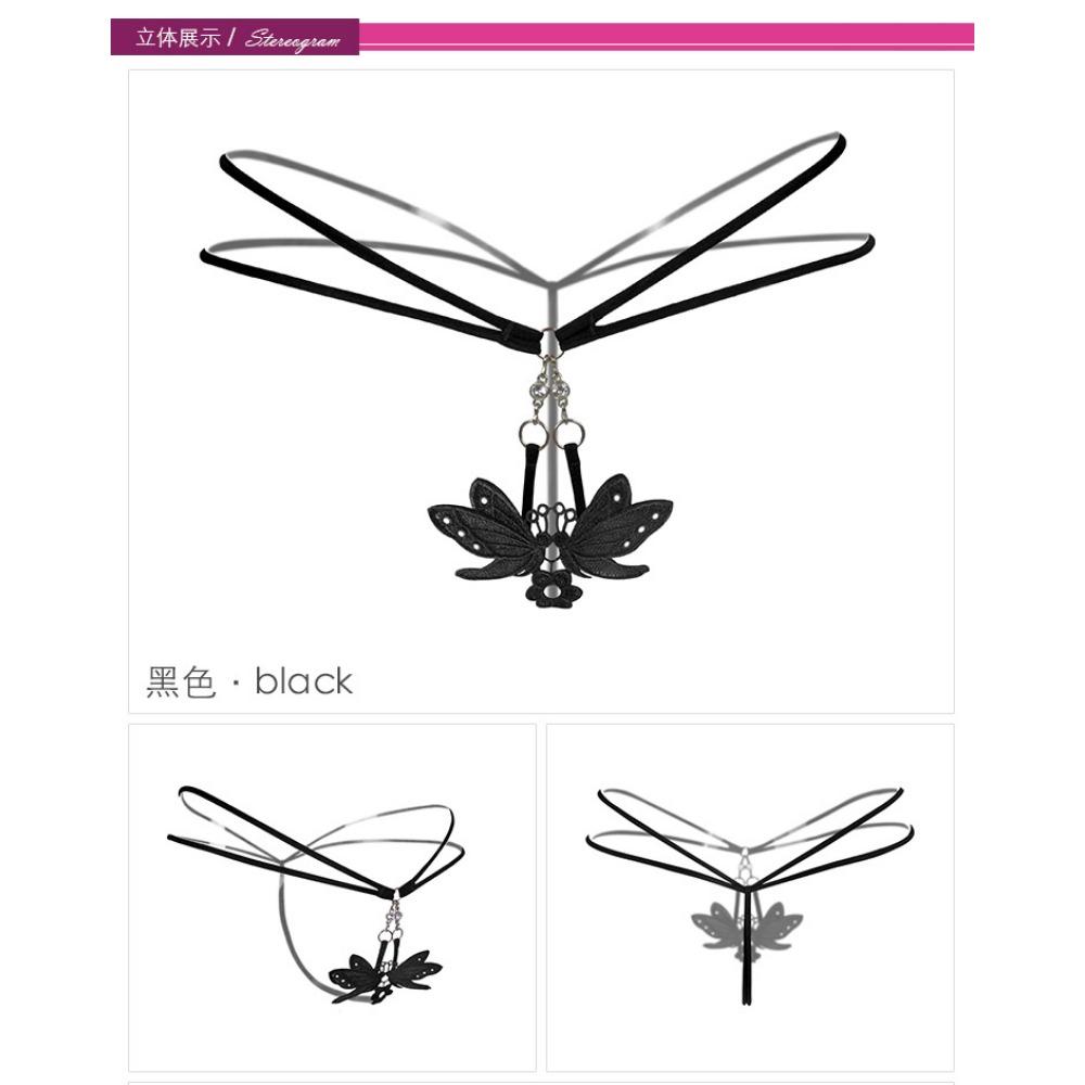 Hot Perspective Young Woman Women's Thong Sexy Embroidery Low Waist Metal Buckle Seduction Panties Sexy T-pants 2171