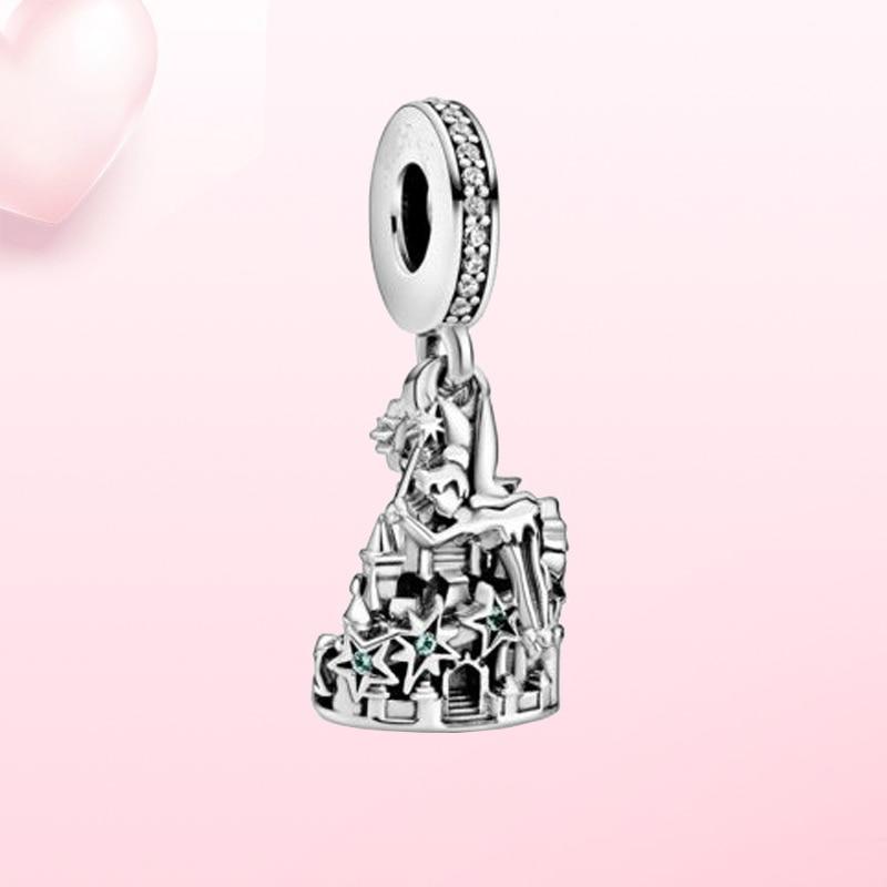 Genuine 925 Sterling Silver Charm Tinker Bell Pendant Fairytale Castle Fit Original Panjia Necklace Women Fashion Jewelry Gift