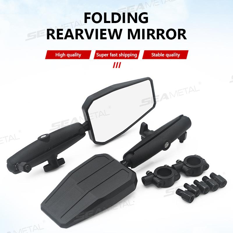 SEAMETAL 2Pcs Motorcycle Rearview Mirror 360-Degree Rotation Wide Angle Rear View Mirror Universal Alloy Motorbike Side Mirror