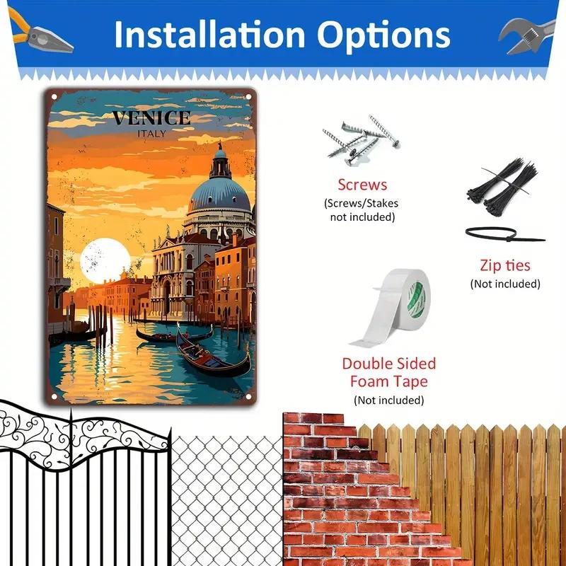 Retro Metal Sign Travel Round The World VENICE CANADA TORONTO  Vintage Poster Home Bar Room Pub Cafe Club Hotel Wall Decor Plate