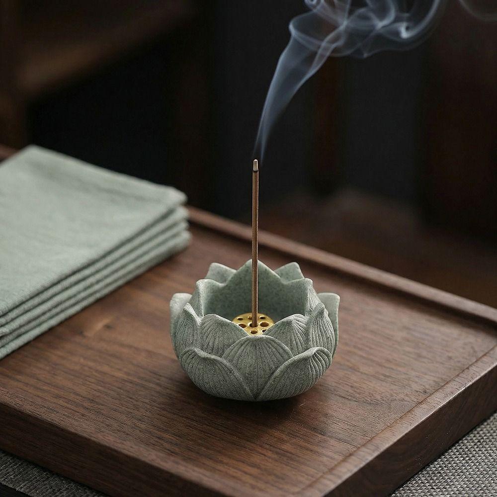 Flat Bottom Incense Stick Burner Lotus Shape Incense Burning Tray Ash Catcher Table Decor
