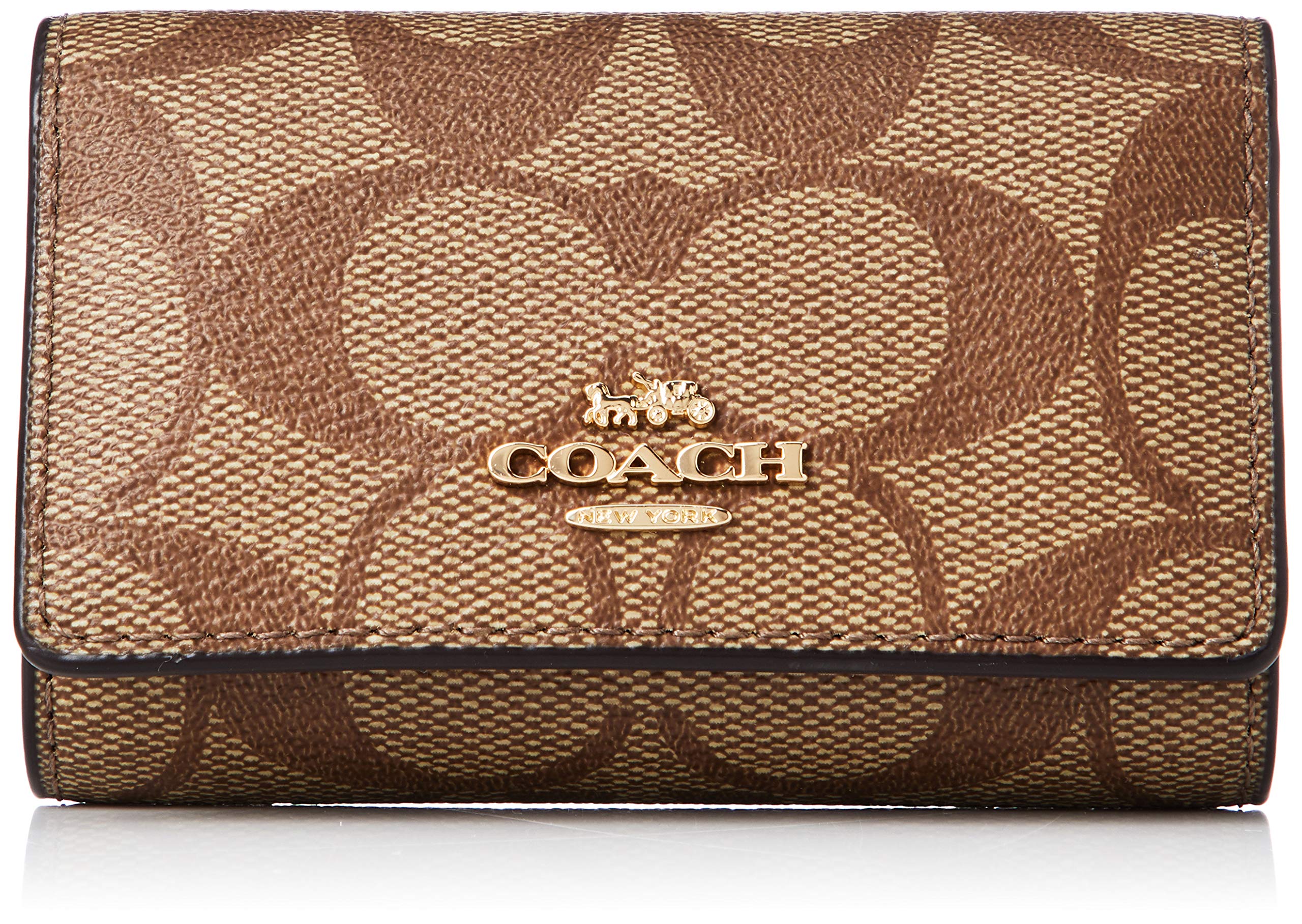 

Key Case F77998 Signature Keychain Canvas Leather [Coach] Women s Khaki/Saddle [Item]
