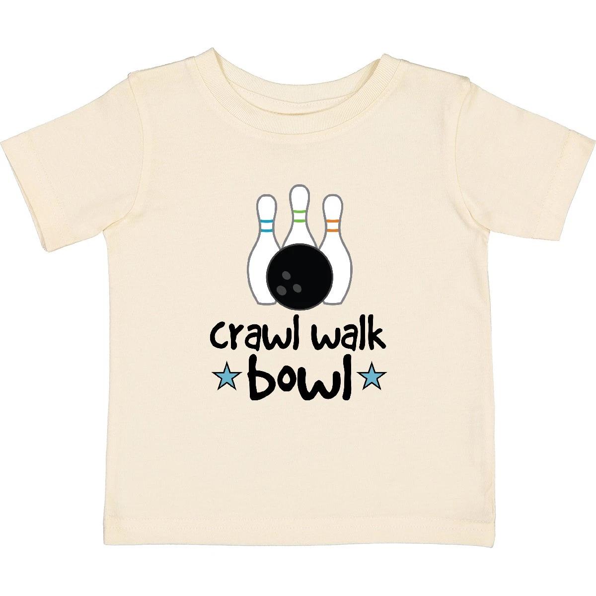 Inktastic Bowling Crawl Walk Bowl Baby kids boys T-Shirt Boy Shower Infant Tees Clothing 140