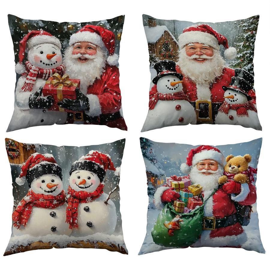 New Christmas Cartoon Cute Print Pillowcase Office Waist Pillowcase Model Room Bay Window Decoration Pillow