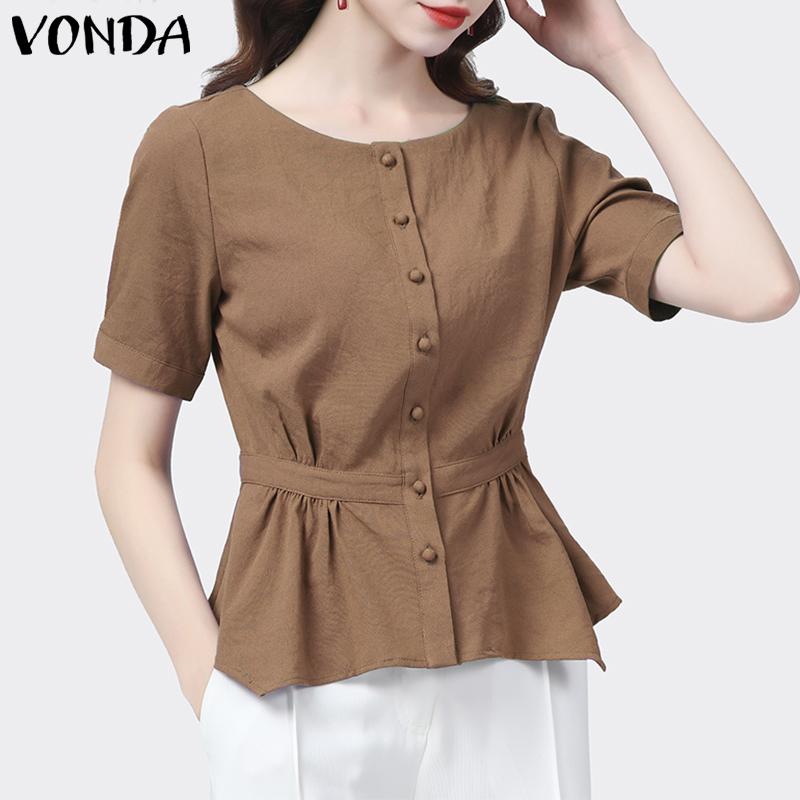 

VONDA Летние женские повседневные топы с короткими рукавами и талией 5XL фиолетовый