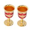 2pcs Metal Goblets Exquisite Painted Flower Pattern Vintage Court    E Glass for Bar Drinkware Gift