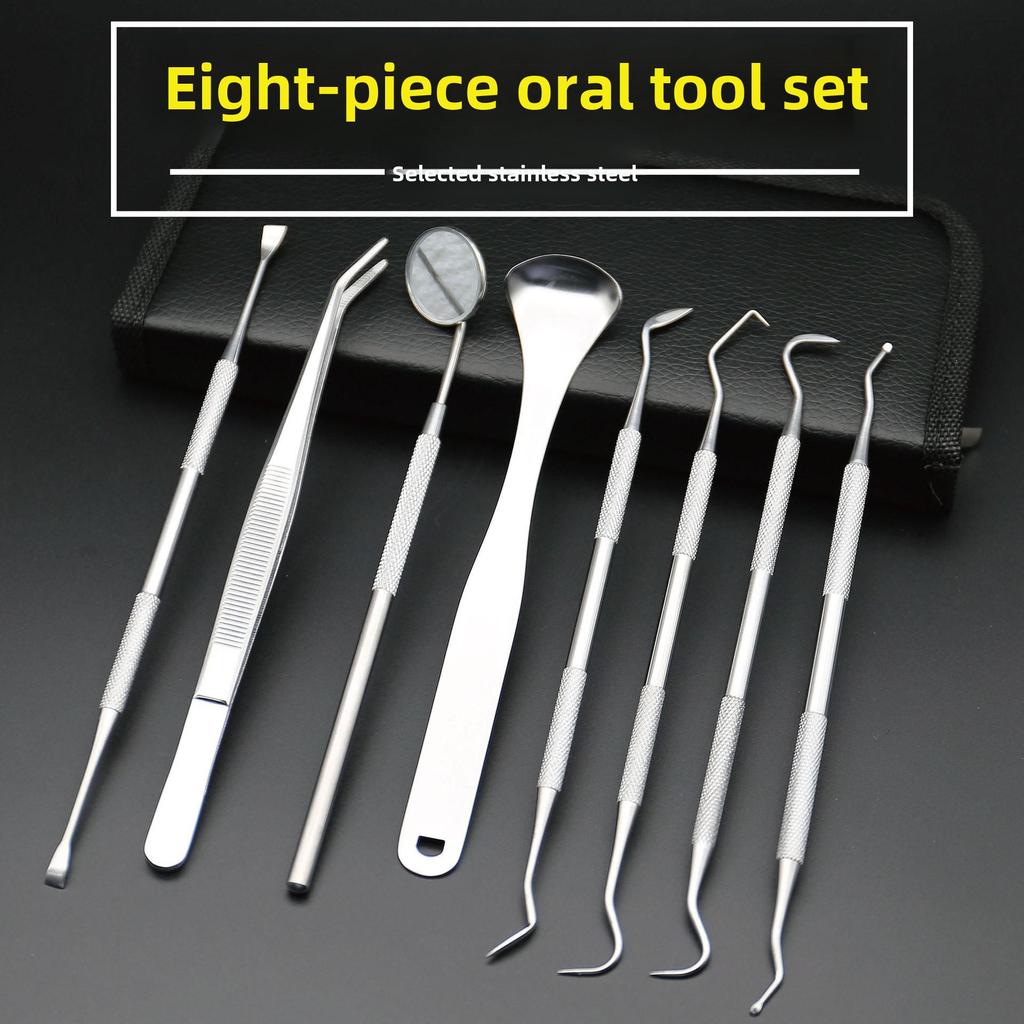 Stainless Steel Dental Tool Set: Includes Tweezers, Mouth Mirror, Probe for Dentist and Assistant Use