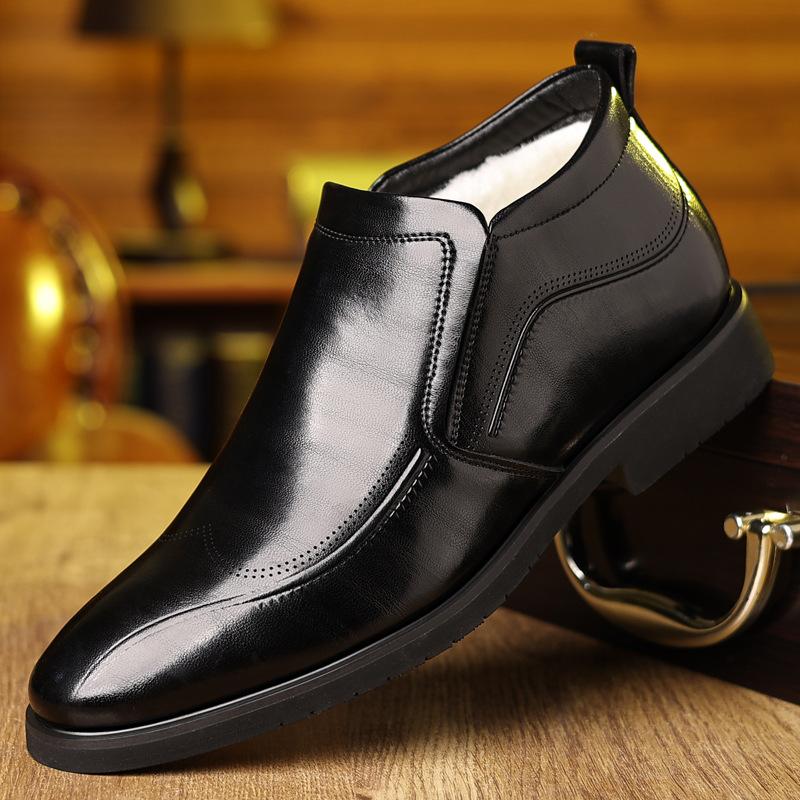 

Мужские хлопковые туфли 2025 зима британский стиль деловые классические мужские бархатные теплые кожаные хлопковые туфли прилив 38