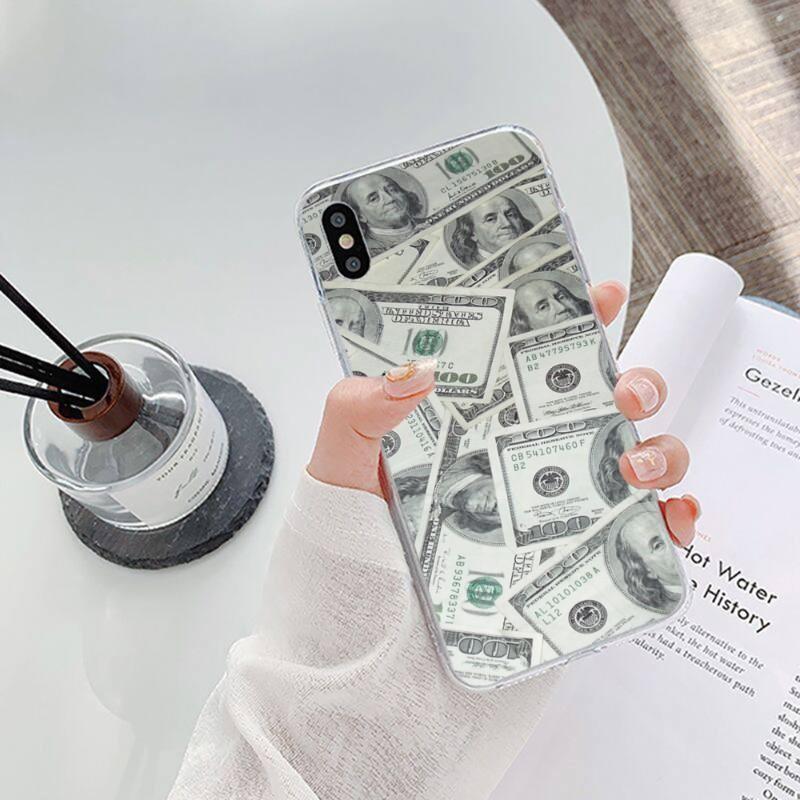 U.S. Dollar Money Phone Case For IPhone 14 13 12 11 XS X 8 7 6 Plus Mini Pro Max SE 2022 Soft Transparent Phone Cover