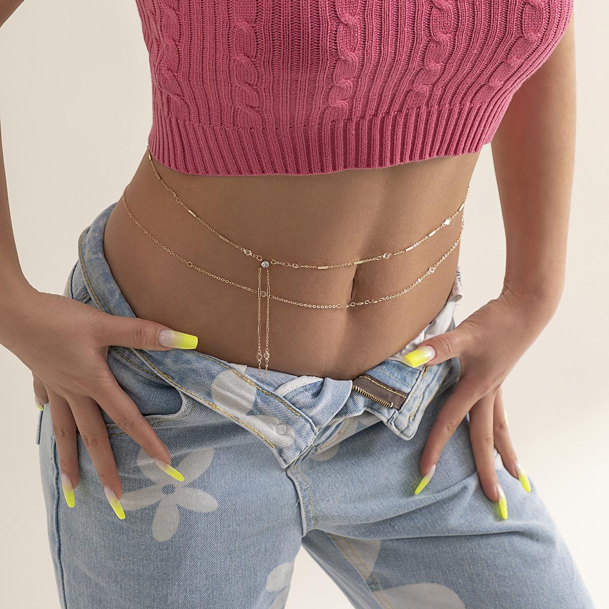 

Аксессуары, персонализированная панк круглая бусина боди-чейн, креативный дизайн имитация кристалла металлическая цепочка поясная цепочка женская