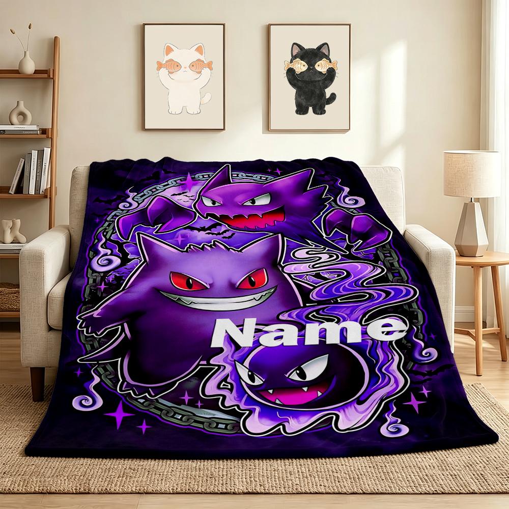 Custom Name Ghostly Friends Flannel Blanket Throw Blanket Soft Warm Sofa Bed home Decor Unique Gift