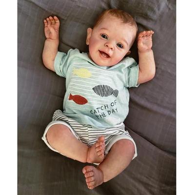 60CM Reborn Finished Doll Painted Baby Yannik In Boy With Painted Hair Realistic Hand Painted Art Doll with Visible