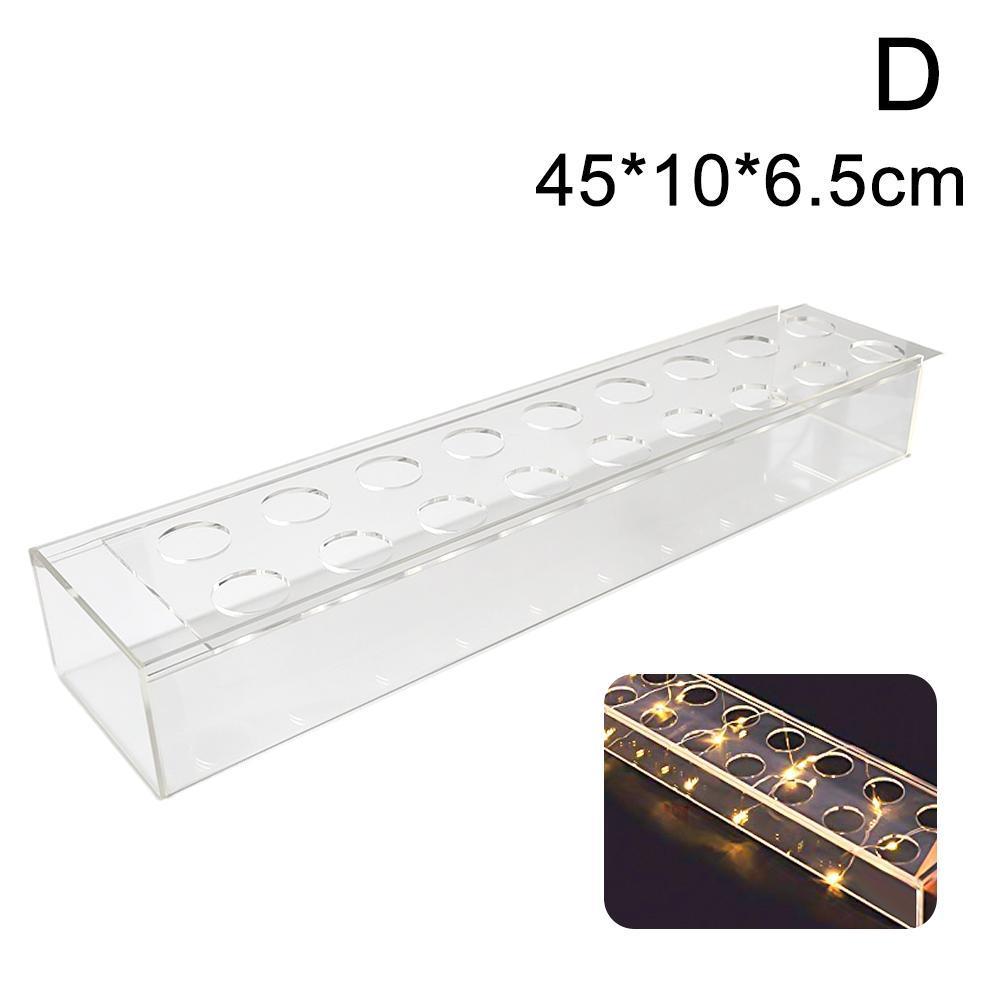 

Прозрачная прямоугольная акриловая ваза для цветов, центральная часть, прозрачные длинные современные декоративные вазы для свадьбы, дома, комнаты, украшения стола 18 holes with lamp